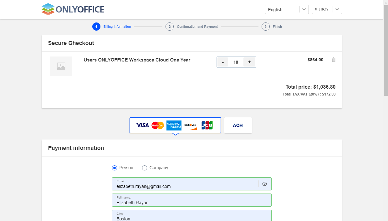 How to pay for your portal? Step 3