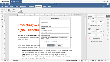 Signature Setup window