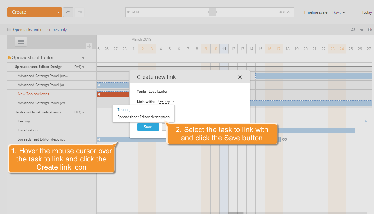 How to link tasks within your project? Step 4