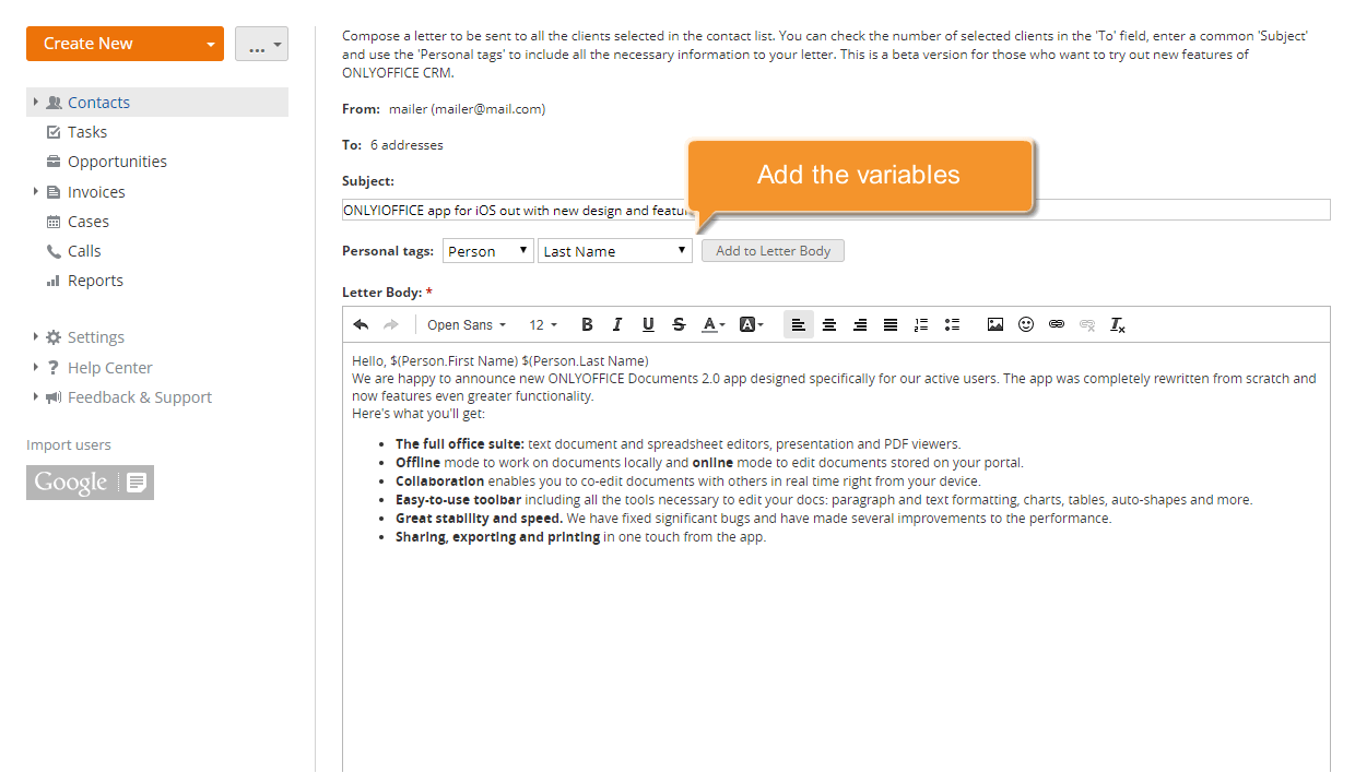 Comment organiser un envoi en masse? Étape 4