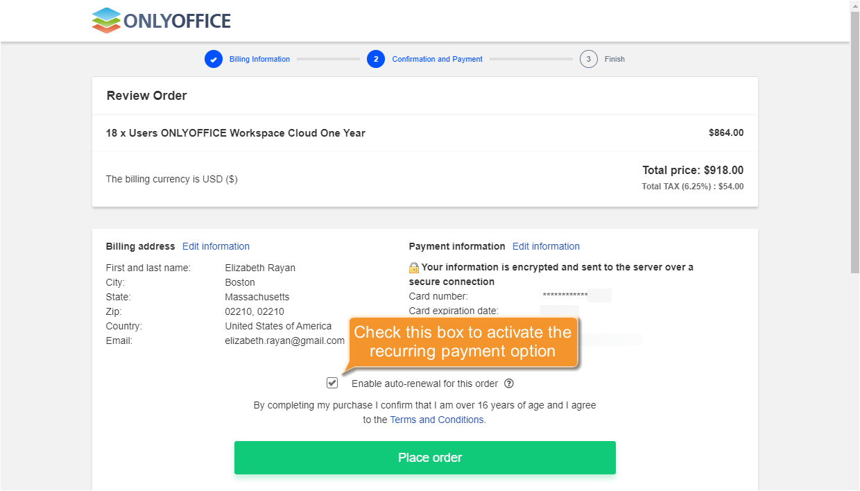 How to pay for your portal? Step 4