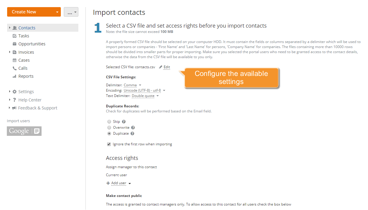 How to add contacts to CRM in bulk? Step 4