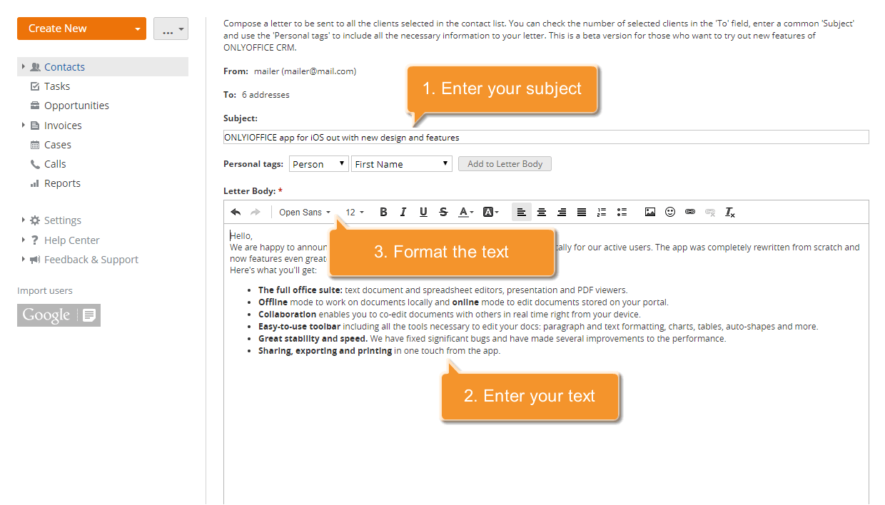 Comment organiser un envoi en masse? Étape 4