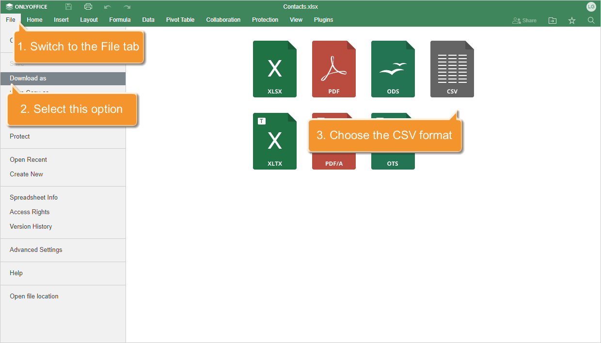 How to create a CSV file? Step 4