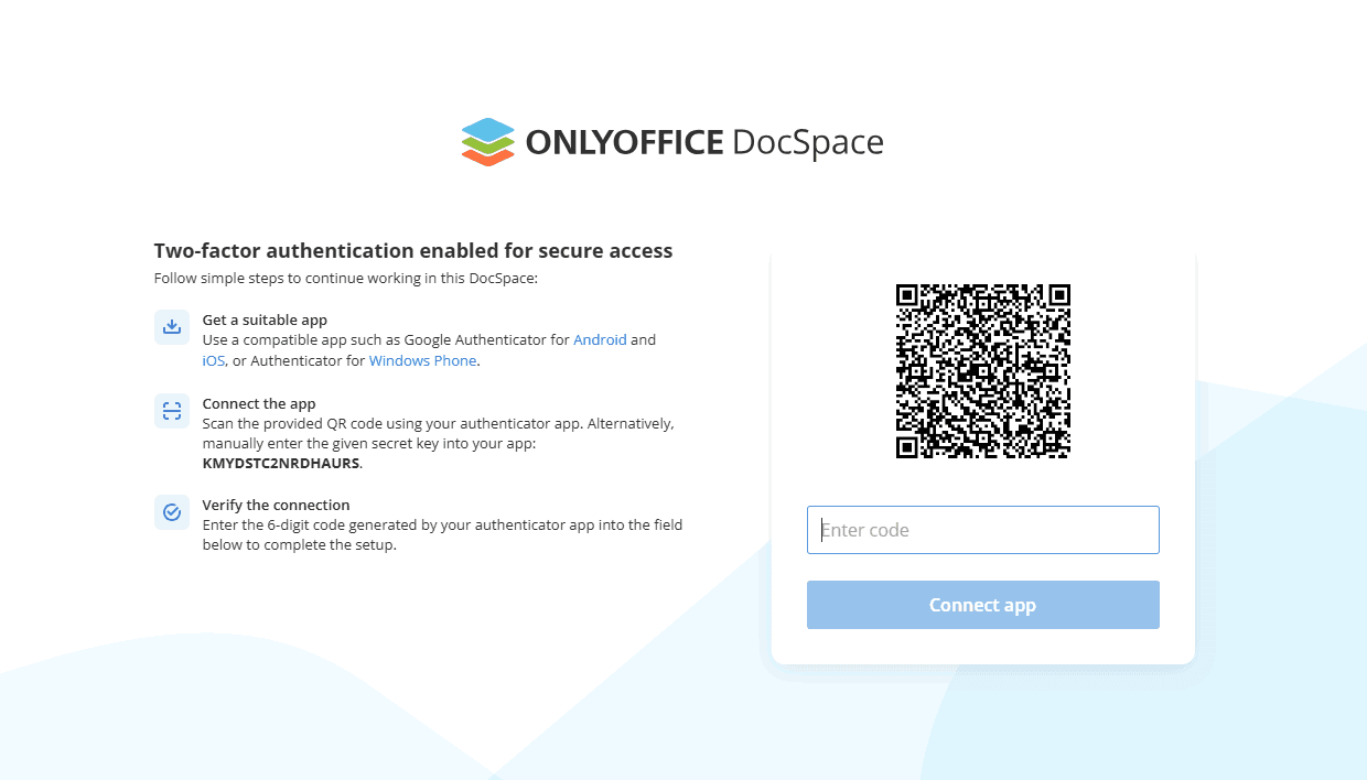 Using two-factor authentication in DocSpace