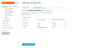 How to add users using the contact information from a CSV file? Step 4