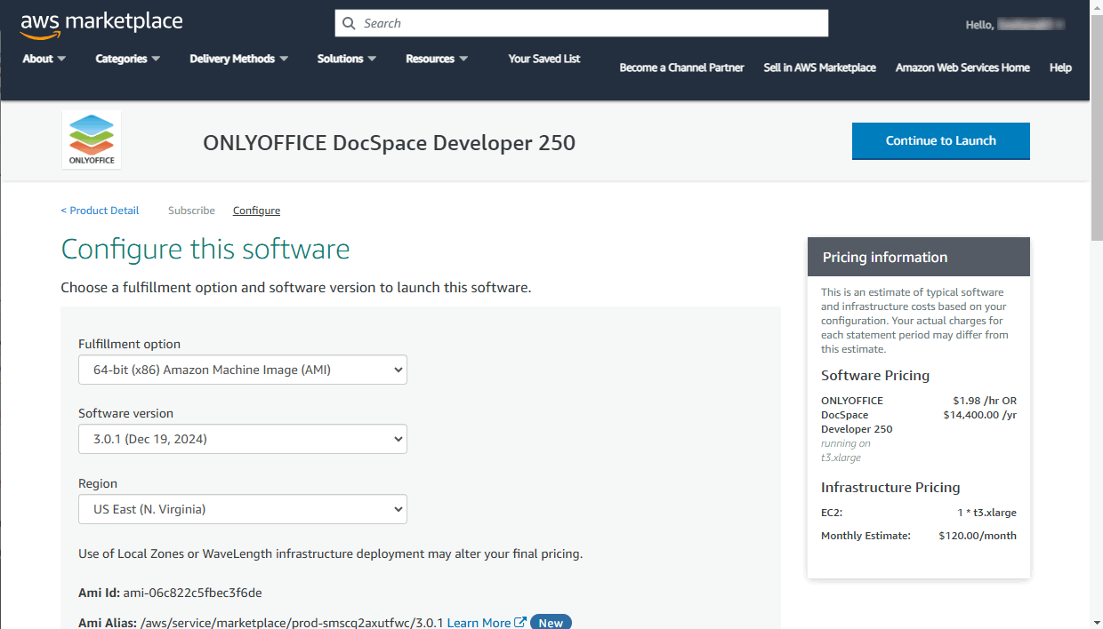 Launch your ONLYOFFICE instance