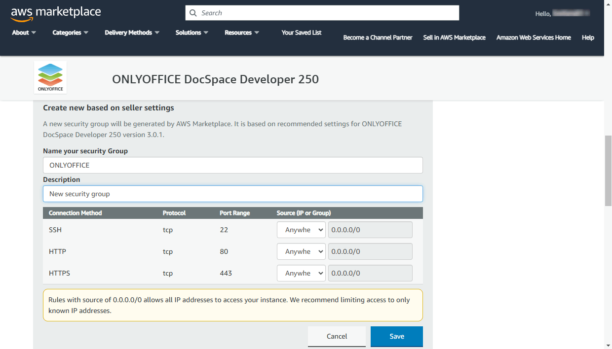 Launch your ONLYOFFICE instance
