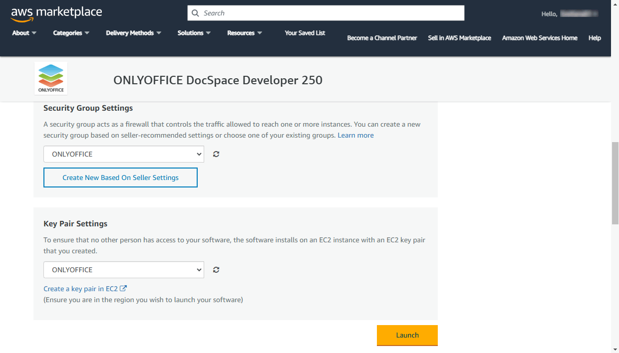 Launch your ONLYOFFICE instance