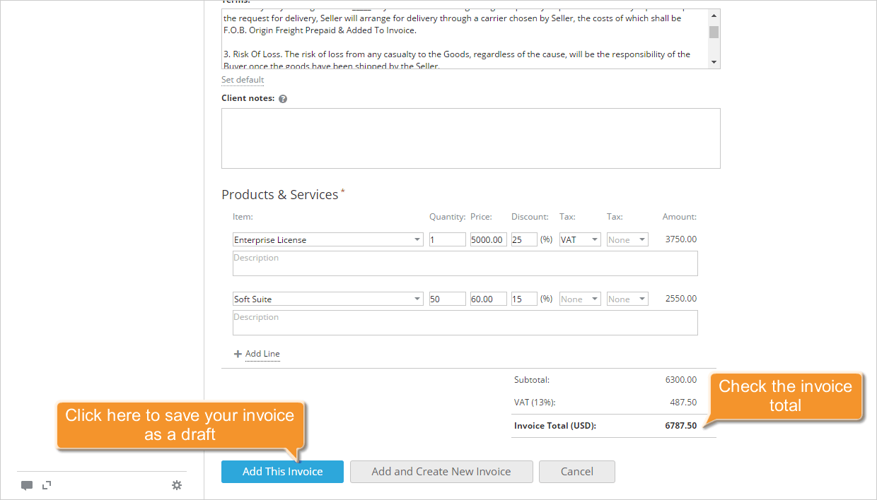 How to create invoices for your clients? Step 7