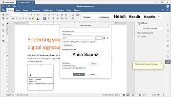 Sign Document window