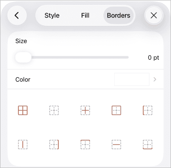 Table Border Options