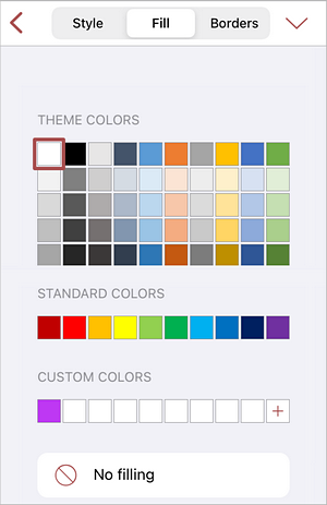 Table Fill Options