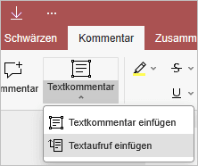 Option Textaufruf