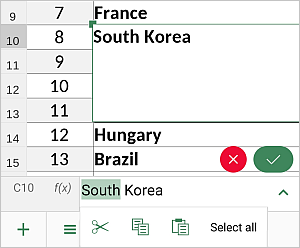 Select data in a cell