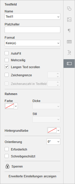 text field settings