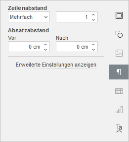 Registerkarte Texteinstellungen