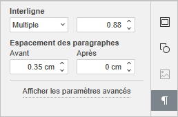 Onglet Paramètres de paragraphe