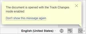 track changes mode alert