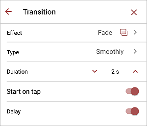 Transition panel local