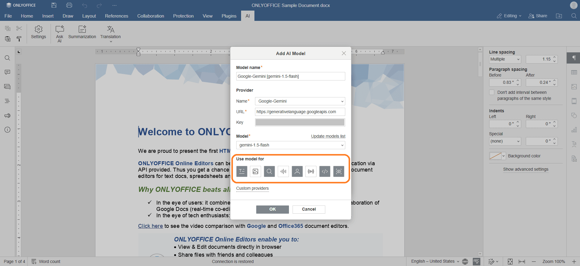 Google Gemini: configuration