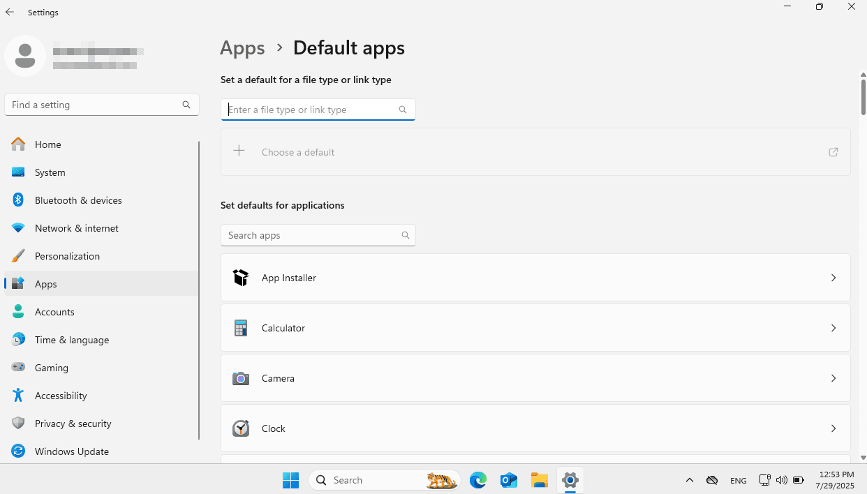 Default app options