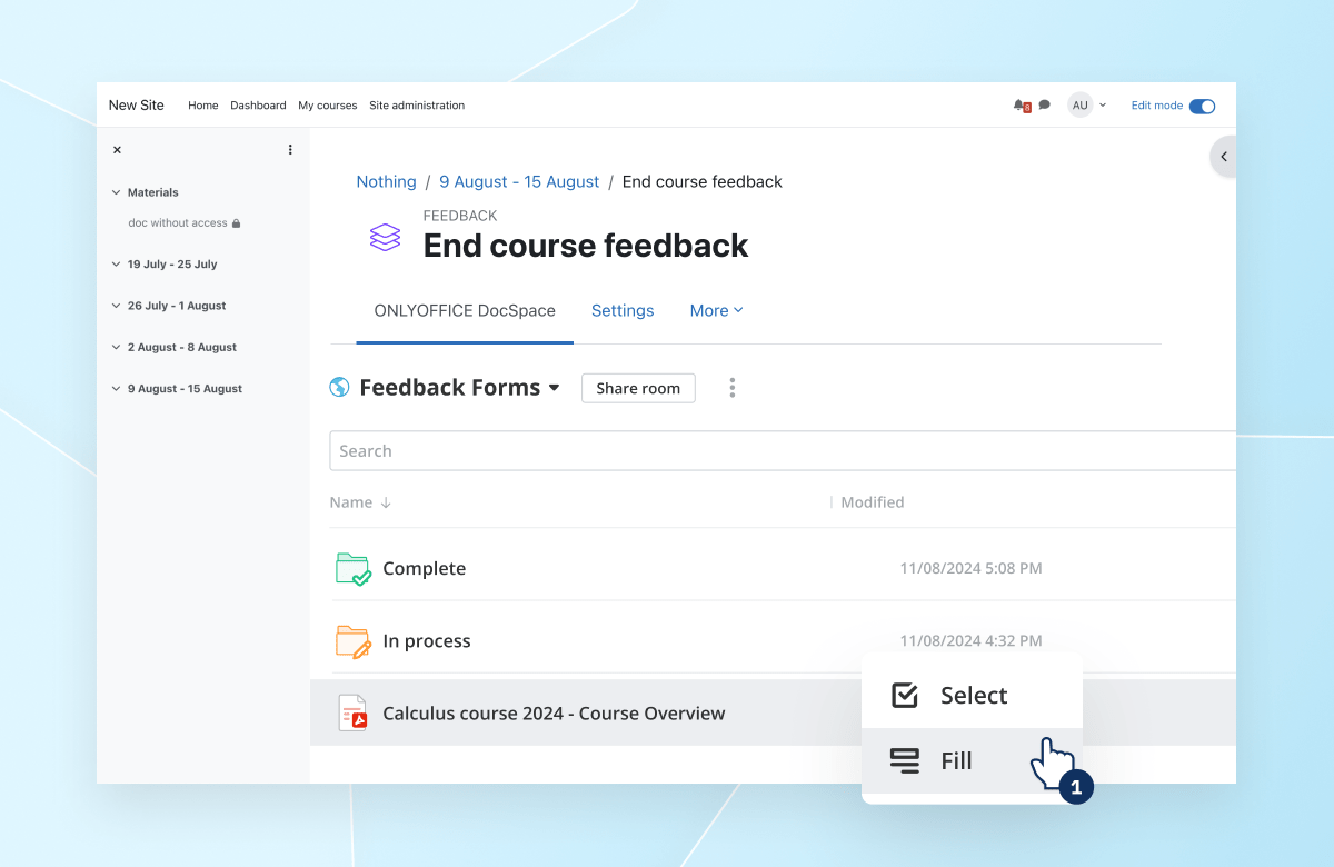 Installing the ONLYOFFICE DocSpace connector for Moodle